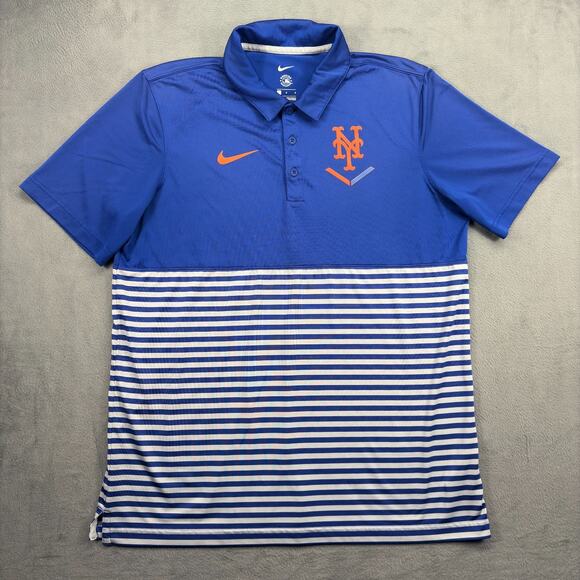 Nike Other - Nike NY Mets Polo Shirt Men's Large Blue Striped Performance Baseball Golfing